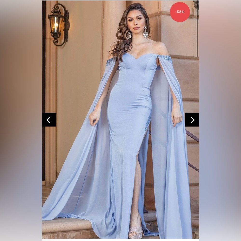 Dancing Queen Strapless Light Blue Gown